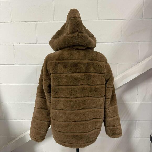 Apparis Goldy Coat Hooded Faux- Fur Jacket Camel Women’s Small Vegan Fur - Picture 5 of 11